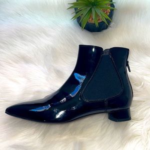 Attilio Giusti Leombruni Black Patent Ankle Boots